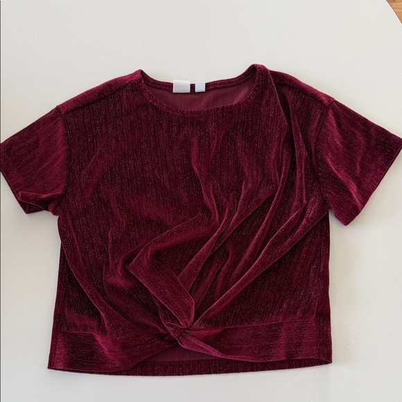 GAP Other - Girls Velvet Twist-Front Tee - Burgundy